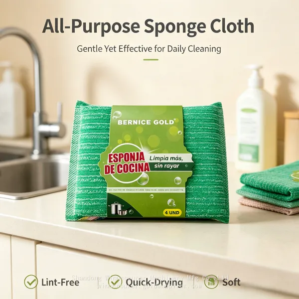 4Pcs Multi-Color Reusable Sponges Kitchen Cleaning Sponges for Daily Dishwashing photo-3