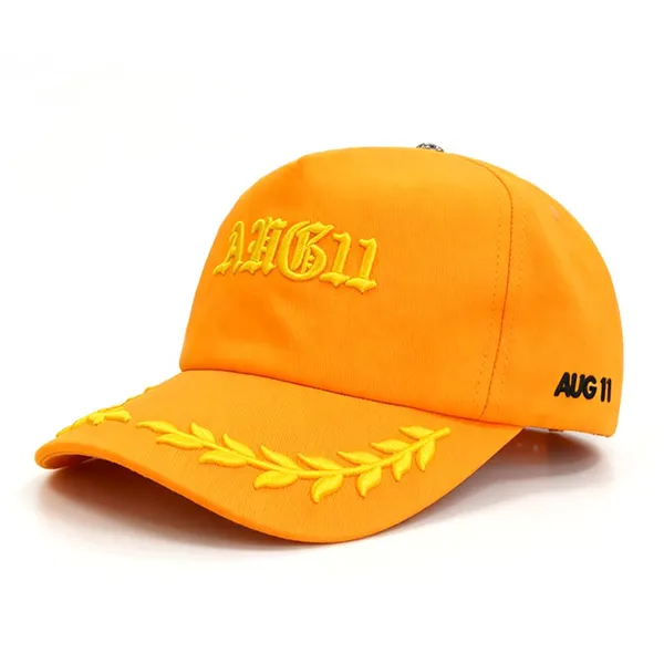 Baseball Cap Hard Structured Curved Visor Leaf Embroidery Unisex Street Fashion Headwear Custom Logo Available photo-5