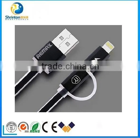 High Quality 2-in-1 Lighting and Micro USB to USB Data Sync Charger Cable 3.3ft With Intelligent Charging Lamp for Micro/Iphone photo-3
