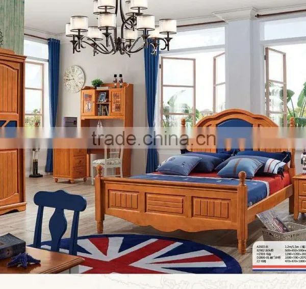 American Solid Wood Child Bed Room Furniture Bedroom Set A2602-2603 photo-2