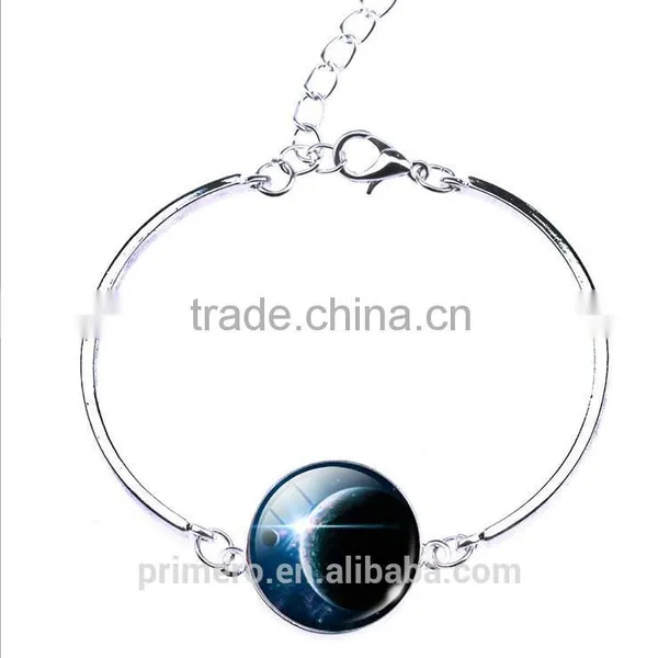 Sterling Silver Star Moon Glass Cabochon Charm Bracelets & Bangles Fashion Jewelry photo-3