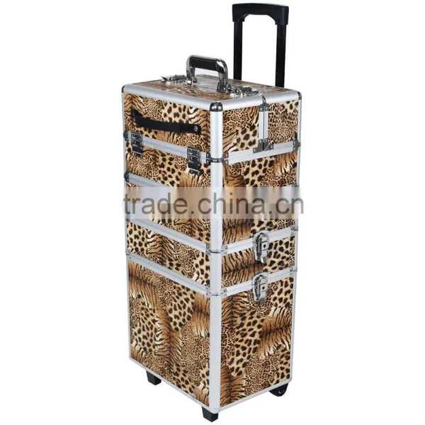 Professional ABS Panel Hairdressing Hard Carry Case Aluminum Trolley Make up Case