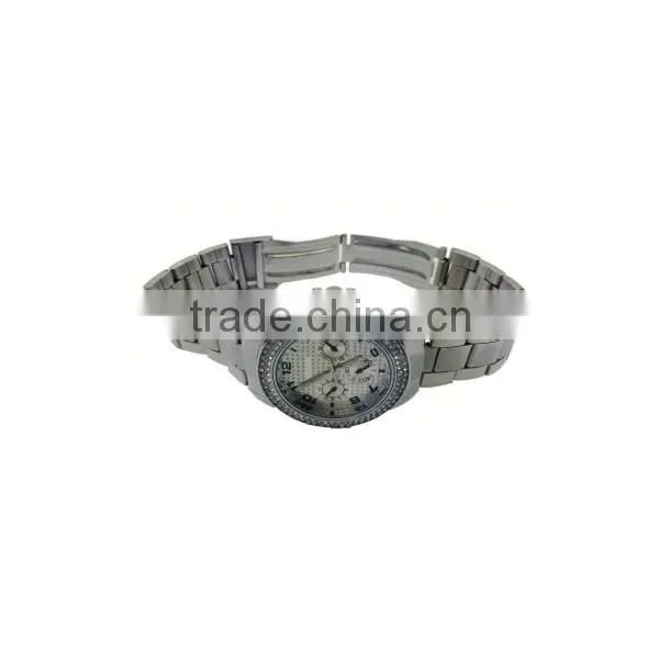 Silvery Diamond Two Buttons Three Eyes Fashion Watch