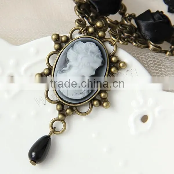 Black Antique Bronze Color Plated With Etamine & Nylon & Ribbon & Glass Pearl & Resin & Zinc Alloy Lace photo-4