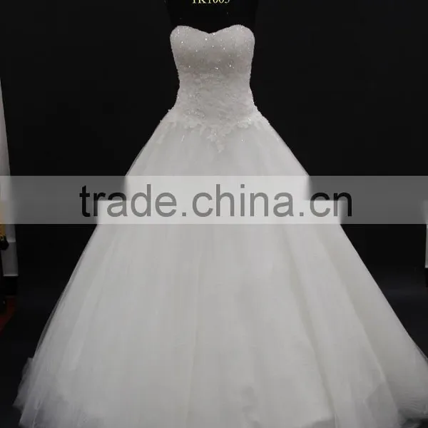 2016 New Design Expensive Crystal Bodice With Lace Beading Full Ball Gown Skirt