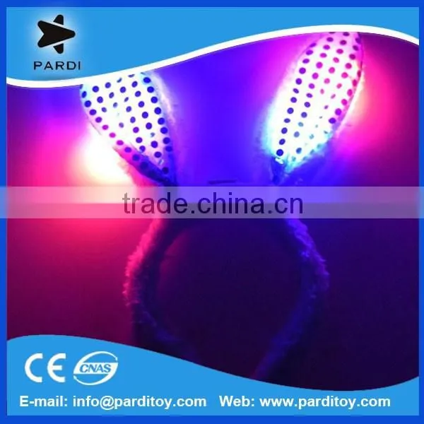 New Promo Led Flashing Plush Bunny Ears Headband With Sequins photo-3