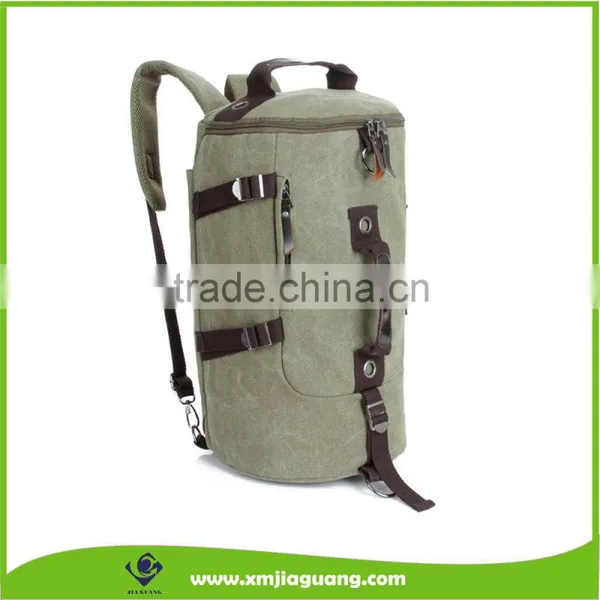 Unisex Canvas Multi-purpose Sport Bag, Barrel Backpack, Double Zipper Daypack photo-3