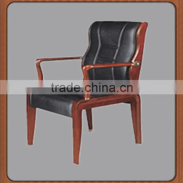 Wood Frame Leather Seat Office Meeting Room Chairs