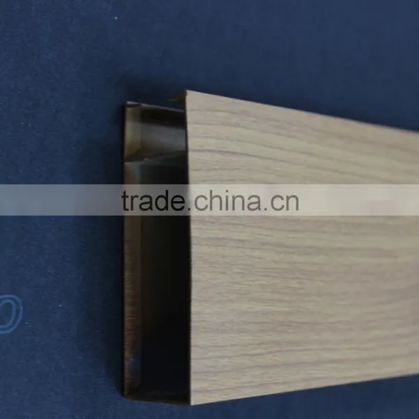 High Gloss Wood Grain Finished Suspended Metal Strip Ceiling Aluminum Square Tube Screen Ceiling Tiles photo-5