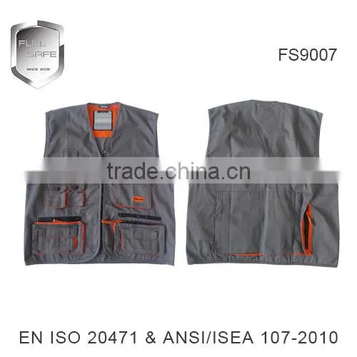 Polyester Fabric Gray Reflective Jacket With Zipper