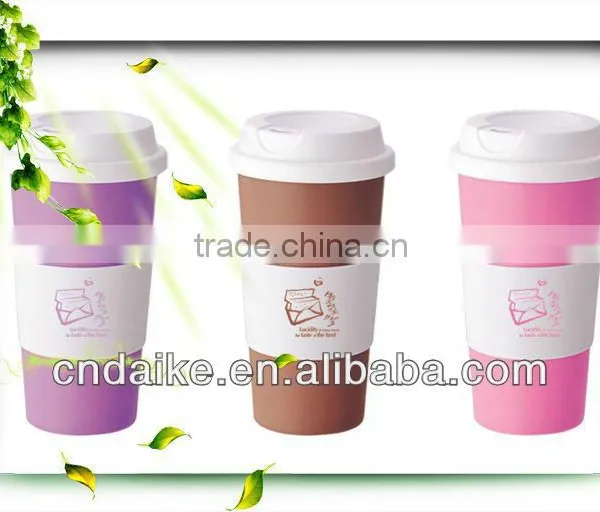 16oz Double Wall Plastic PP Coffee Cup With Straw