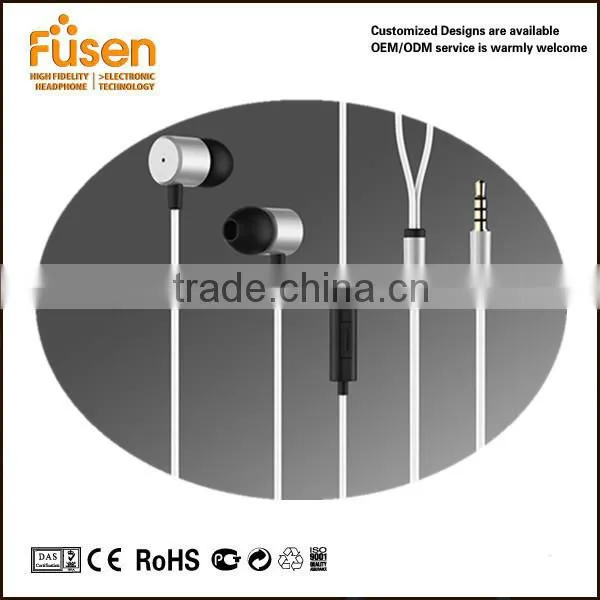 Metal Earbuds Stereo Earphone Mic Flat Cable Wholesale With CE/ROHS photo-2