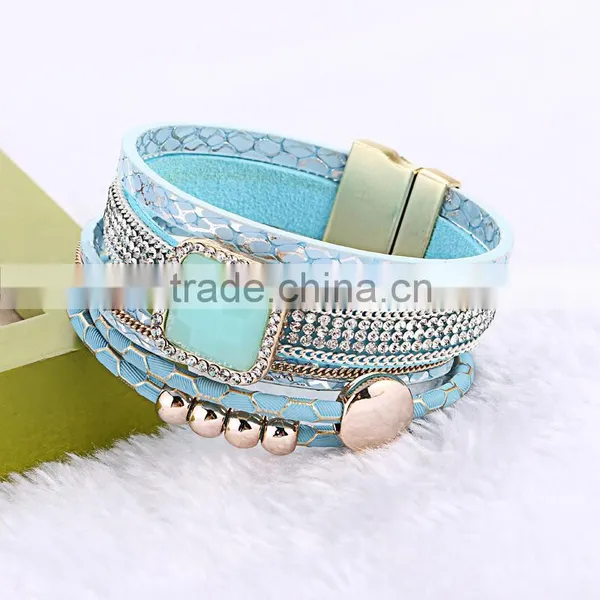 Multilayer Rhinestone Magnetic Korea Velvet Crystal Wrap Bracelet photo-3