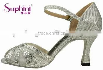 Silver Sparkle Crystal Ladies Latin Dance Shoes Produced by Suphini photo-3