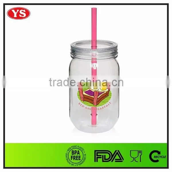 900 ml Large Capacity Transparent Mason Jar With Straw photo-2