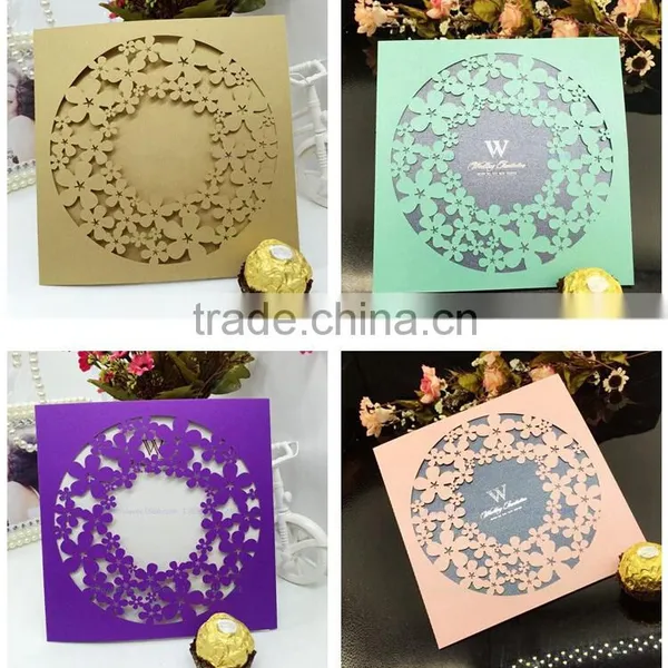 2016 Hot Sale Quality Free Design Custom Laser Cut Inexpensive Wedding Invitation Card photo-2
