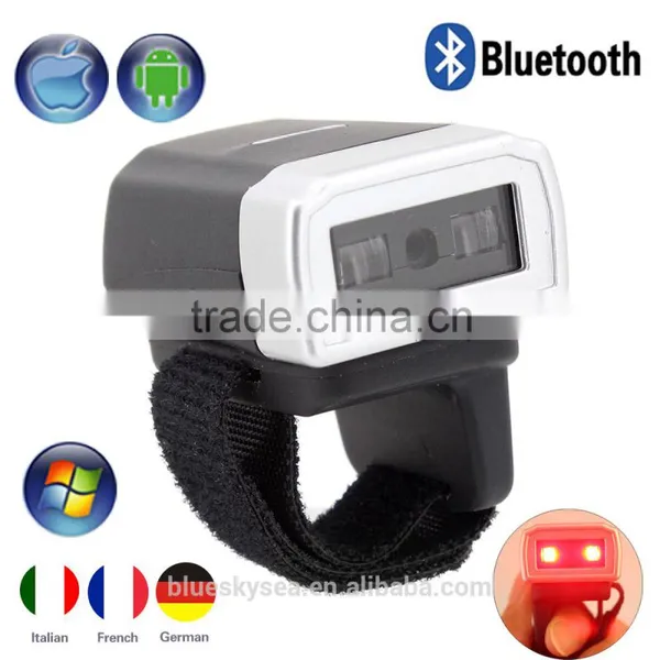 Handheld Mini Bluetooth Ring Finger CCD Barcode Scanner Reader For Android & iOS