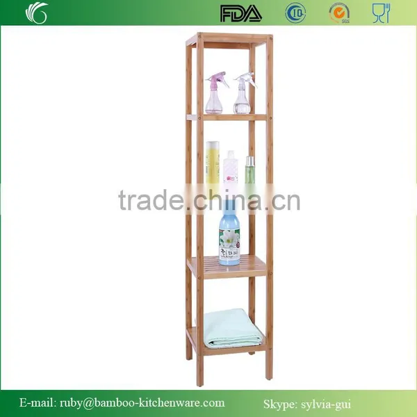 Bamboo Bathroom Tower 5-Shelf Towel Storage Standing Rack Shelving photo-6
