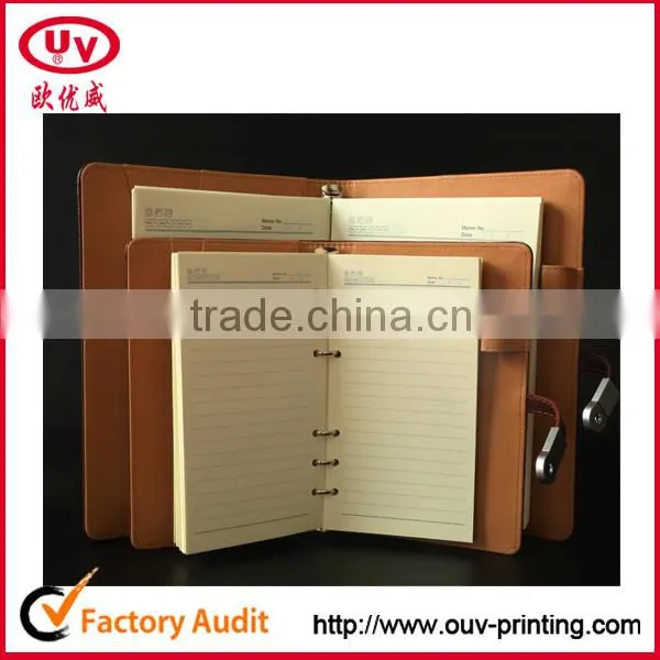 2016/2017 USB PU Leather Notebook Luxury Business Meeting Organizer USB Notebook photo-4