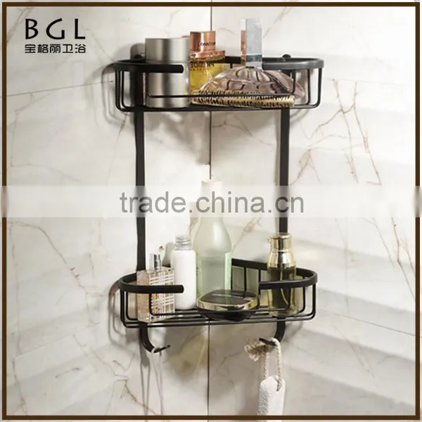 Huge Stock Of Quality Vintage Bathroom Accessories Rubber Paint Brass Corner Basket for Bathroom Storage
