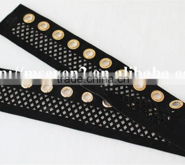 High Quality Polyester Fabric Matal Eyelet Applique Net Embroidery Collar for Sale photo-4