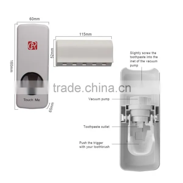 Hands Free Toothpaste Dispenser Automatic Toothpaste Squeezer And Toilet Brush/Toothbrush Holder Set photo-5