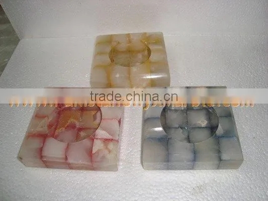 Newly Modern ONYX PATCH WORK CIGARETTE ASHTRAY HANDICRAFTS photo-3