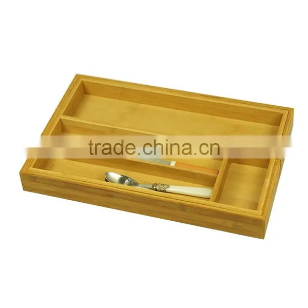 Store More Beautiful and Durable Bamboo Expandable Utility Drawer Cutlery Organizer photo-2