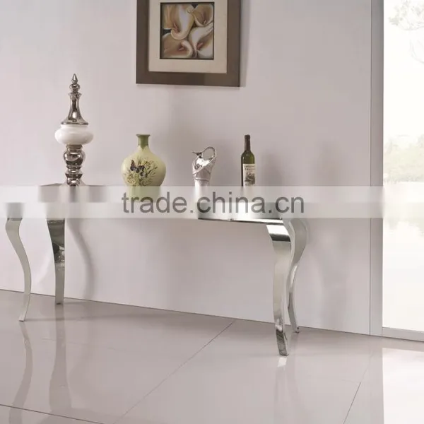 F346 2015 Hot Sale Glass Top Modern Stainless Steel Console Table photo-5