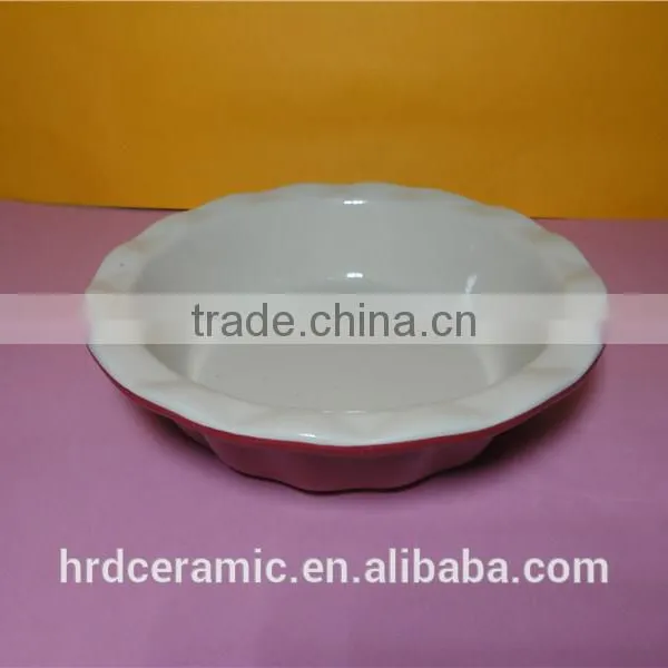 High Quality Wholesale Red Ceramic Plate Round Pie Plate photo-2