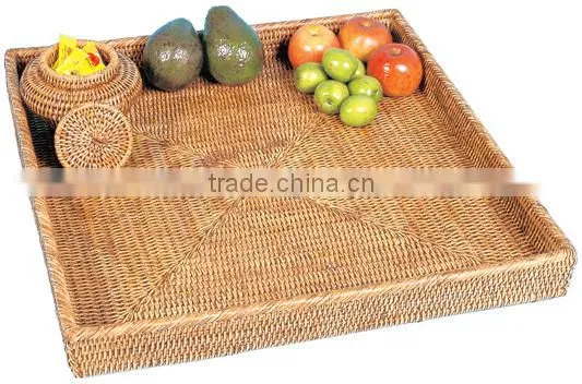Natural Rattan Storage Serving Tray photo-5