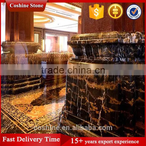 Italy Polished Portopo Marble Black Golden Flowers Marble photo-5