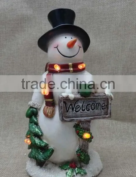 Wholesale Christmas Decorative Resin Snowman With Led Light photo-5