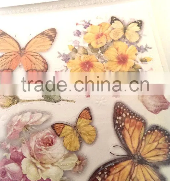 Multi Color Butterfly & Rose Design Sticker, Decorative Shinny Glitter Sticker photo-2