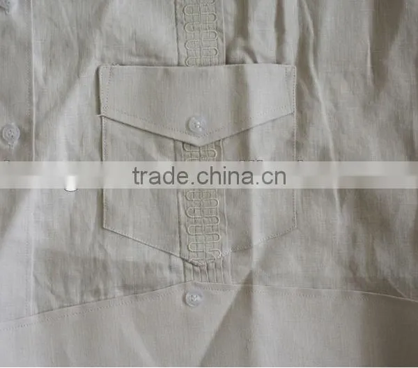 Men's 100% Cotton Guayabera Shirt With Long Sleeve and Pintuck Embroidery photo-5
