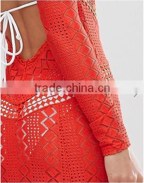 OEM Service Formal Dress Round Neck Sexy Back Open Tight Pencil Women's Lace Long Sleeve Evening Dress photo-6