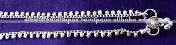 SILVER TONE PAISLEY Chain Payal ANKLETS Feet Bracelet PAIR photo-2