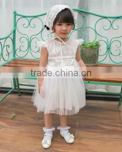 Baby Clothes Wholesale Hot Sale Chiffon Cheap 2017 Baby Clothing Children's Boutique Sleeveless Summer White Flower Girl Dress photo-4