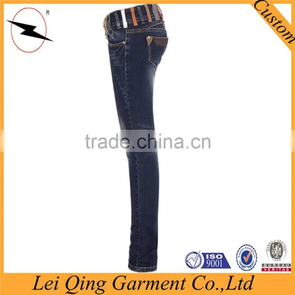 Fashion Newest Hot Sale Blue Denim Slim Fit Ladies Jeans Top Design photo-2