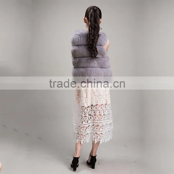 Myfur Ladies Full Pelt Fashionable Genuine Natural Fox Fur Vest Waistcoat Girls Gilet Short Fur photo-3