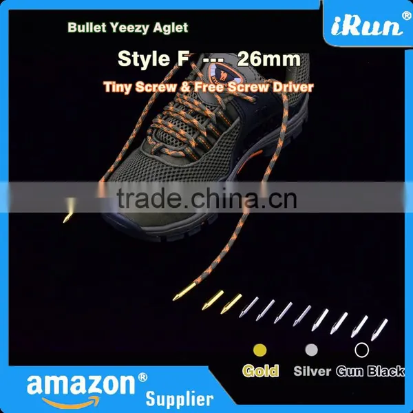 (MOQ:100pcs) Round Metallic Bullet Aglet Shoelaces - High Quality Zinc-alloy ( AZO FREE, NICKEL FREE ) Shoe Lace Bullet Aglets