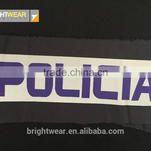 Relfective Policia With Blue Printing Reflective Letter be Heated on Vest for Spain Market photo-3