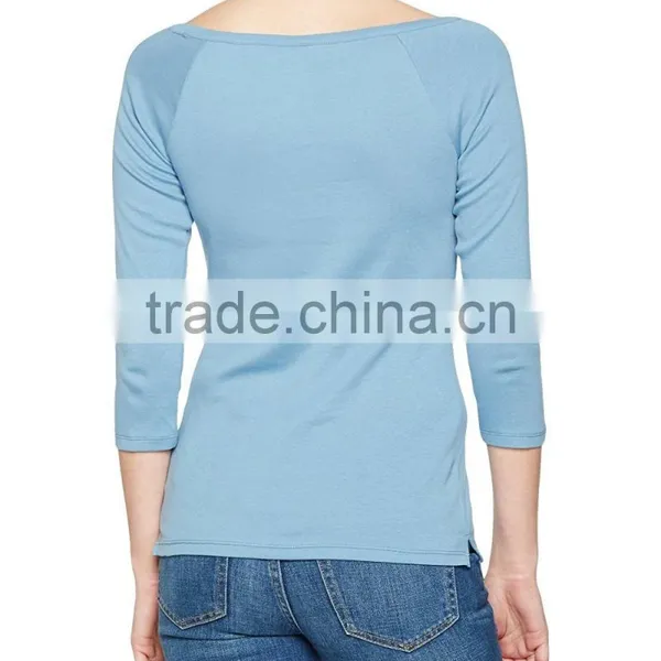 Women's Boat Neck 3/4 Raglan Sleeve T Shirt photo-2