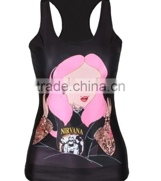 95% Cotton 5% Spandex Custom Womens Sublimated Fitness Tank Top Wholesale Yoga Clothing photo-2