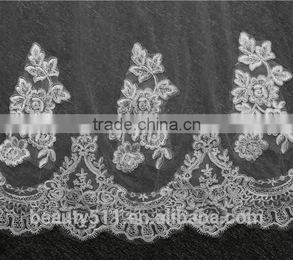 Wholesale New Lace Wedding Veils Ivory Wedding Veilgrance Long Lace Bridal Wedding Veil Long Tulle Lace Jeweled Tulle Veils photo-6