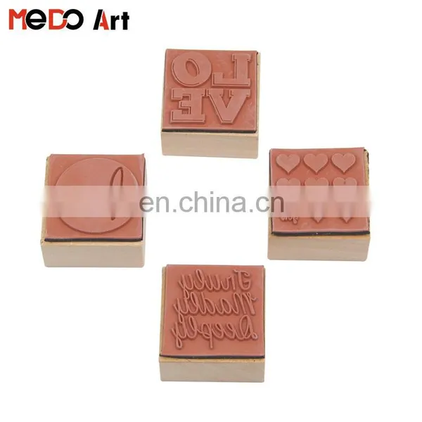 Box Package DIY Creative Rubber Wooden Handle Love Stamp Set of 4 photo-5