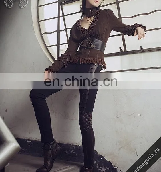 Steampunk Trousers Made of Stretchy Vegan Leather and Fleece Lining photo-3