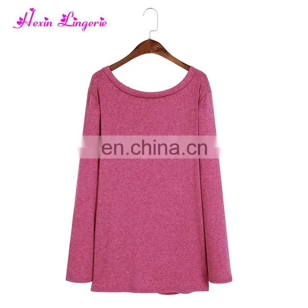 Solid Rose Red Irregular Knot Fashion Ladies Long Sleeve Women Top and Blouses photo-4