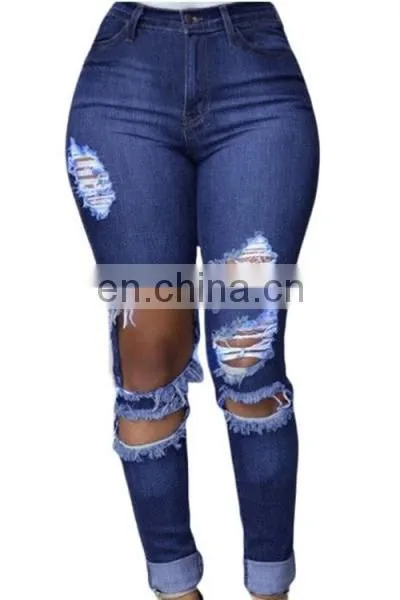 New Arrival Light Blue Top Design Ladies New Style Jeans photo-2