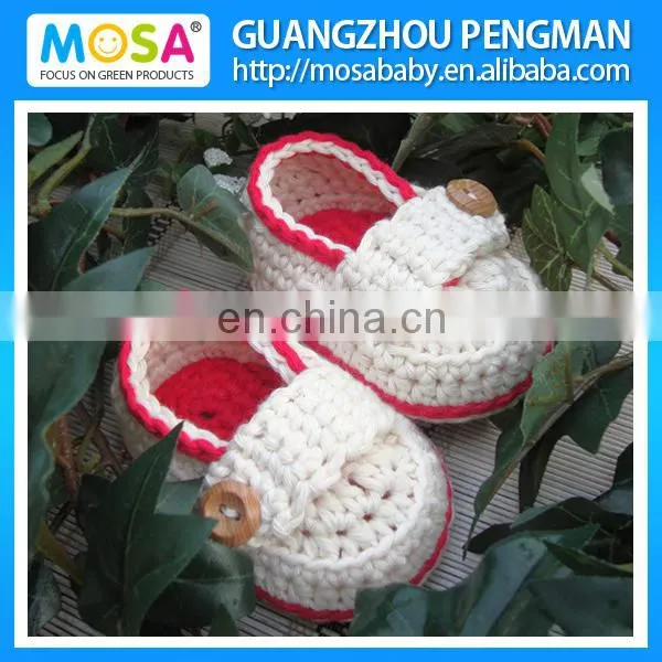 Crochet Baby Loafers ,Baby Shoes ,Baby Girl White Red Booties Mary Jane Handmade 100% Cotton Shoes